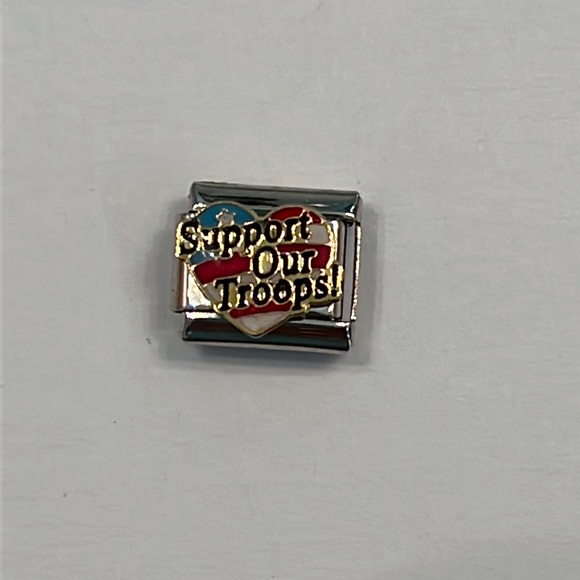 Single Stainless steel and enamel “Support our Troops Italian charms 9 mm. - Picture 1 of 3